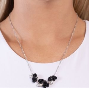 Black Rose and Pearl Necklace